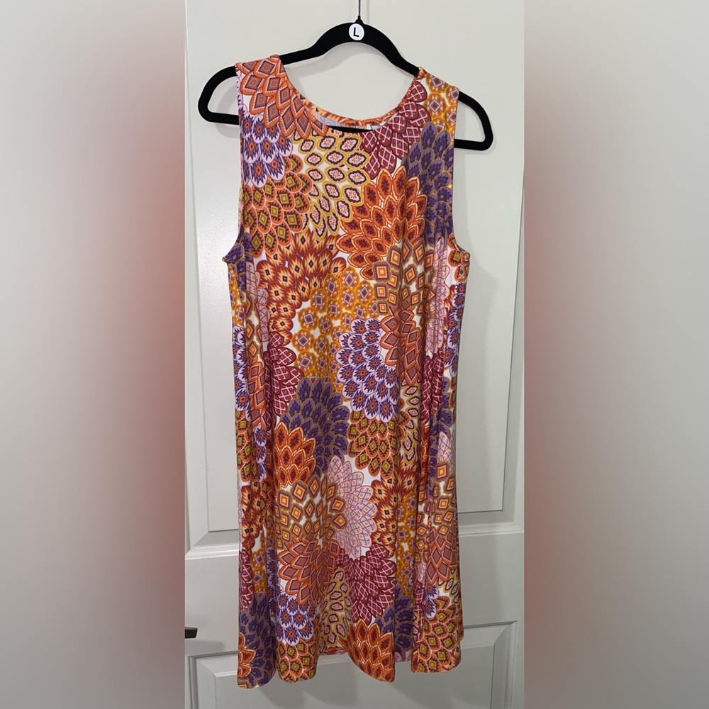 HARLOW & ROSE Colorful Sleeveless Dress Size L
